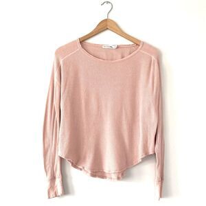 rag & born Powder Pink Distressed Waffle Knit Top XS/PT Boho Cottagecore Layer